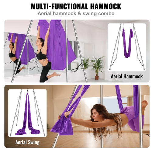 VEVOR Yoga 551.15 lbs Swing Stand Hammock Aerial Silk Kit Load Yoga Frame Purple