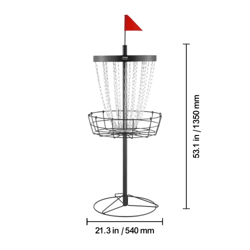 Disque de golf portatif VEVOR 24 Chain Disc Catcher Hole, noir