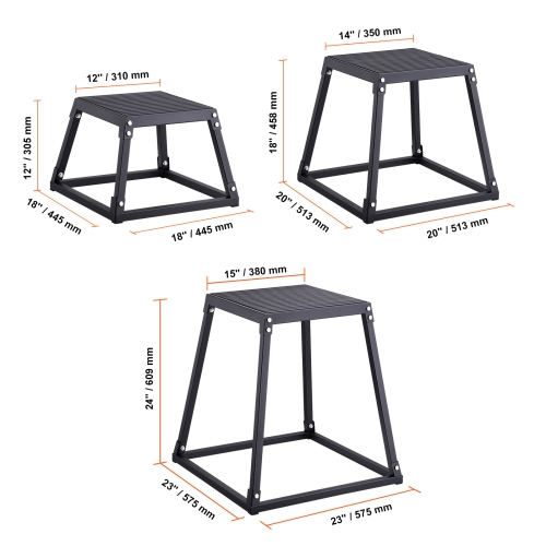 Boîte plyométrique de saut 12/18/24 de VEVOR Fitness Exercise Plyo Box Step Cross