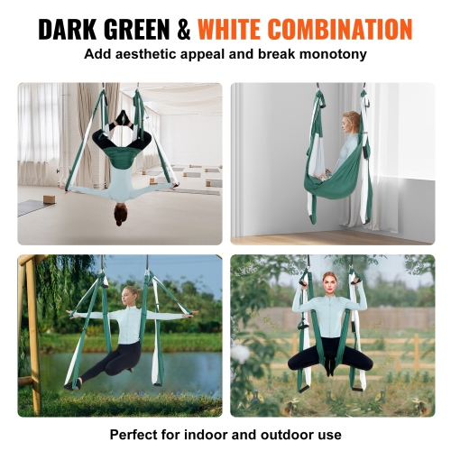VEVOR 2.7 Yards Aerial Yoga Flying Yoga Swing Yoga Hammock Trapeze Green/White