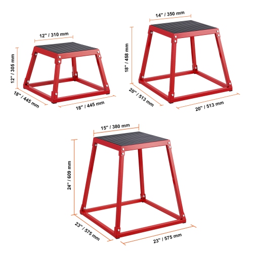 Boîte plyométrique de saut 12/18/24 de VEVOR Fitness Exercise Plyo Box Step Cross