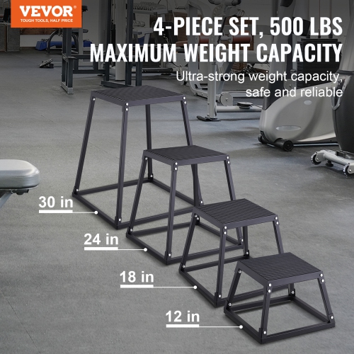 VEVOR 12/18/24/30 Inch Plyometric Jump Box Fitness Exercise Plyo Box Step Cross