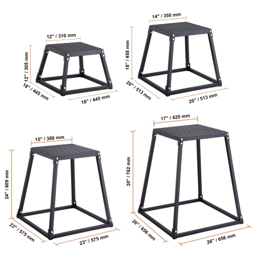 VEVOR 12/18/24/30 Inch Plyometric Jump Box Fitness Exercise Plyo Box Step Cross