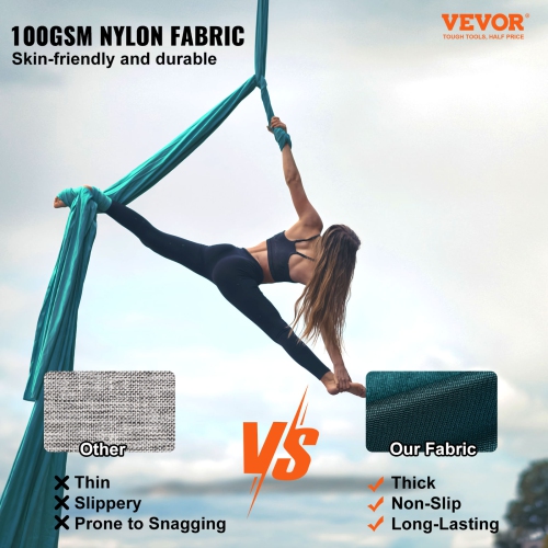 VEVOR 11 Yards Aerial Silk Yoga Swing Set Hammock Trapeze Inversion Fly Green
