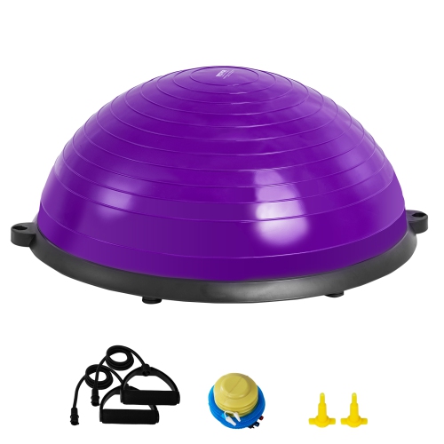 VEVOR 23 Inch Ball Purple Trainer Half Fitness Yoga Balance Stability Ball Resistance Band