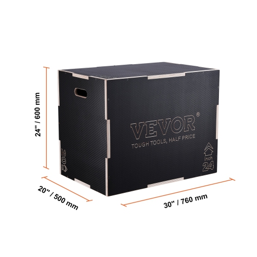 VEVOR 30/24/20 Inch 3 in 1 Plyometric Jump Box Fitness Exercise Plyo Box Wooden