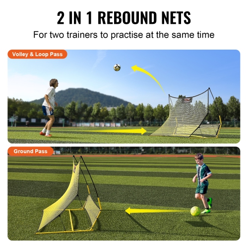VEVOR 71"x40" Soccer Trainer 2-IN-1 Portable Soccer Rebounder Net Portable Bag