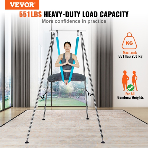 VEVOR 551.15 lbs Yoga Swing Stand Hammock Aerial Silk Kit Load Yoga Frame Blue