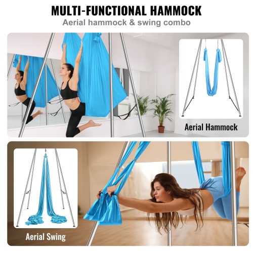 VEVOR 551.15 lbs Yoga Swing Stand Hammock Aerial Silk Kit Load Yoga Frame Blue