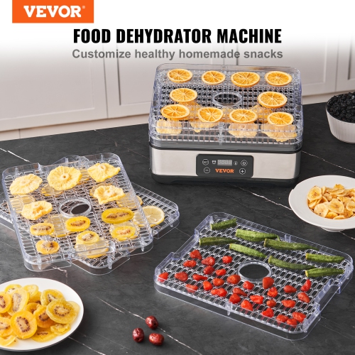 VEVOR Food Dehydrator Machine, 5-Tray Fruit Dehydrator, 300W Electric Food Dryer w/ Digital Adjustable Timer & Temperature for Jerky, Herb, Meat,