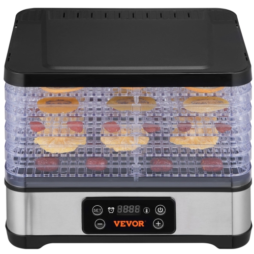 VEVOR Food Dehydrator Machine, 5-Tray Fruit Dehydrator, 300W Electric Food Dryer w/ Digital Adjustable Timer & Temperature for Jerky, Herb, Meat,