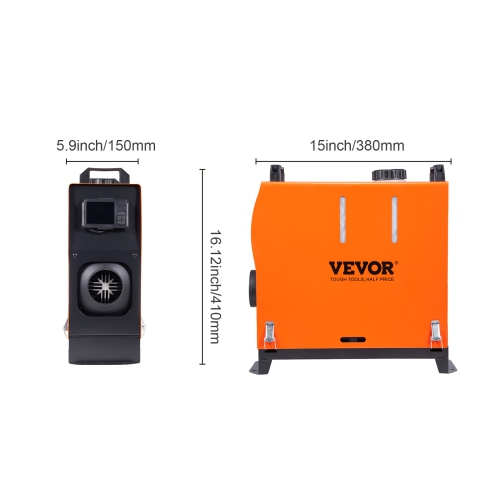 VEVOR 5 KW Diesel Air Heater, Bluetooth App Control All-on-one Diesel Heater with Automatic Altitude Adjustment, Remote Control and LCD