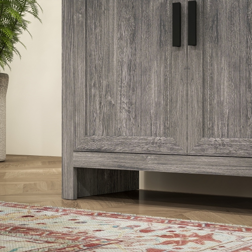 HOMCOM 64" Tall Kitchen Pantry Cabinet, Kitchen Pantry Storage Cabinet with 4 Doors and 3 Adjustable Shelves, Charcoal Grey