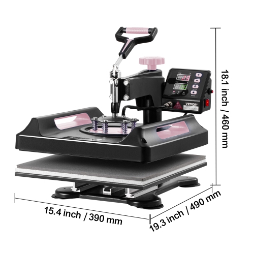 VEVOR Heat Press Machine, 15 x 15 inch, 5 in 1 Heat Transfer Machine with 30 oz Tumbler Press, 360° Swing Away Digital T-Shirt Pressing Machine,
