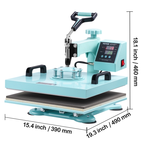 VEVOR Heat Press Machine, 15 x 15 inch, 5 in 1 Heat Transfer Machine with 30 oz Tumbler Press, 360° Swing Away T-Shirt Pressing, Digital Precise