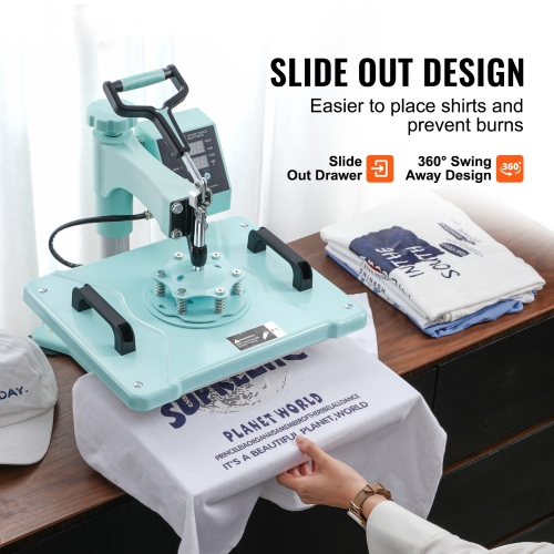 VEVOR Heat Press Machine, 12 x 15 inch, 8 in 1 Heat Transfer Machine with 6-30 oz Tumbler Press, 360° Swing Away T-Shirt Pressing, Digital Precise