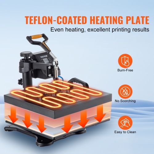 VEVOR Heat Press, 5 in 1 15 x 15 Inch Heat Press Machine, Dual LED Display Heat Press Machine, Multifunctional Sublimation, for T-Shirts, Swing Away