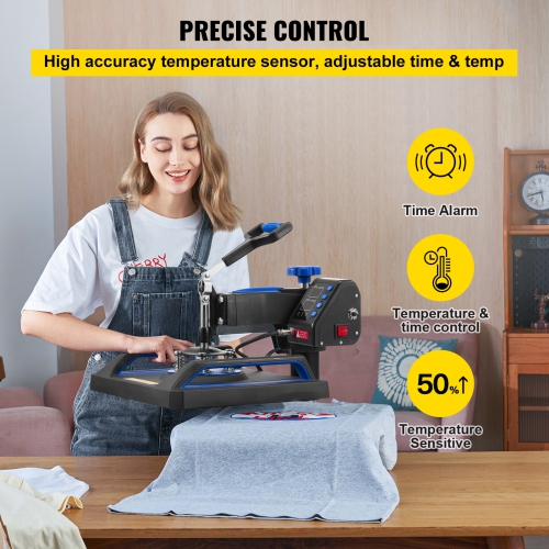 VEVOR Heat Press Machine, 12 x 15 Inches, Fast Heating, 360 Swing Away Digital Sublimation T-Shirt Vinyl Transfer Printer with Anti-Scald Surface,