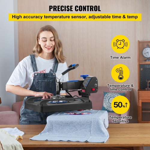 VEVOR Heat Press Machine, 15" x 15" Fast Heating, 360 Swing Away Digital Sublimation T-Shirt Vinyl Transfer Printer with Anti-Scald Surface, Canvas