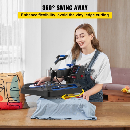 VEVOR Heat Press Machine, 15" x 15" Fast Heating, 360 Swing Away Digital Sublimation T-Shirt Vinyl Transfer Printer with Anti-Scald Surface, Canvas