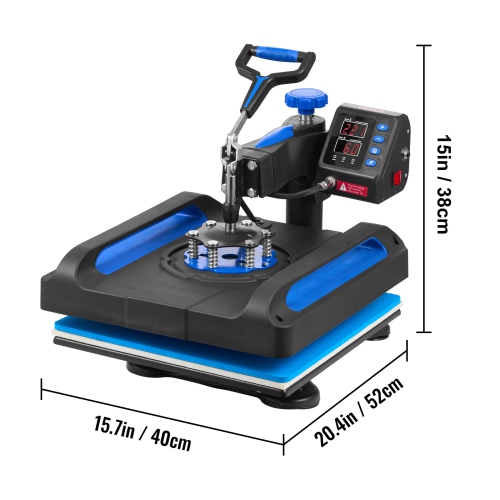 VEVOR Heat Press Machine, 15" x 15" Fast Heating, 360 Swing Away Digital Sublimation T-Shirt Vinyl Transfer Printer with Anti-Scald Surface, Canvas