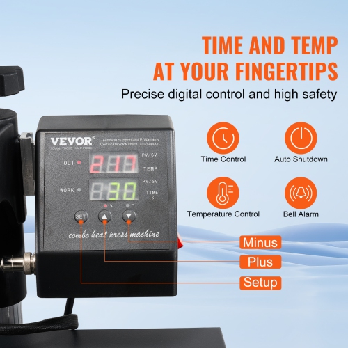 VEVOR 8 in 1 Heat Press Machine 15x15 Inch T-Shirt Pressing Machine 360° Swing Away Professional Sublimation Heat Press for Sublimation, Vinyl, Heat