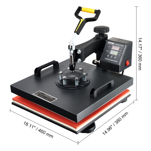 VEVOR 8 in 1 Heat Press Machine 15x15 Inch T-Shirt Pressing Machine 360° Swing Away Professional Sublimation Heat Press for Sublimation, Vinyl, Heat