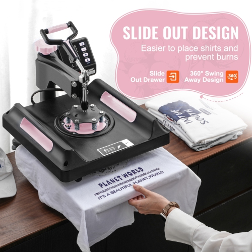 VEVOR Heat Press Machine, 15 x 15 inch, 8 in 1 Heat Transfer Machine with 30 oz Tumbler Press, 360° Swing Away Digital T-Shirt Pressing Machine,