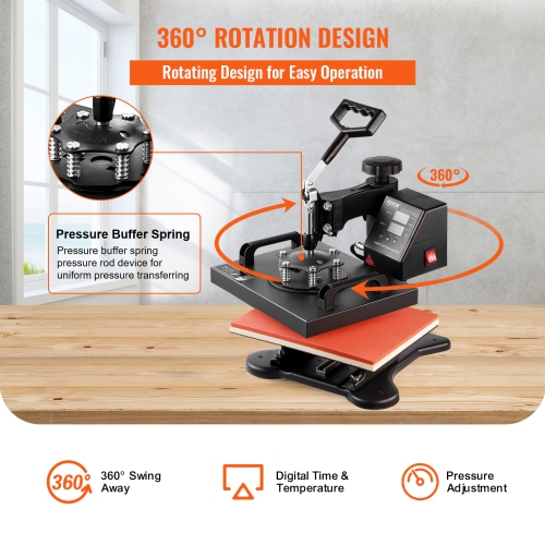 VEVOR Heat Press, 12x10Inch T-Shirt Press Machine, T-shirt Press Heat Press 30x23cm Printing Machine Heat Transfer Sublimation Machine for T-shirts