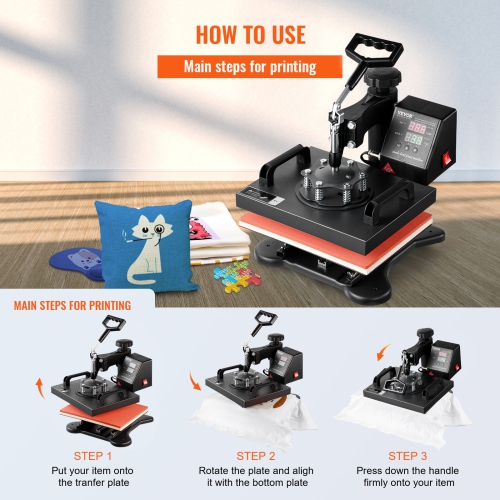 VEVOR Heat Press, 12x10Inch T-Shirt Press Machine, T-shirt Press Heat Press 30x23cm Printing Machine Heat Transfer Sublimation Machine for T-shirts