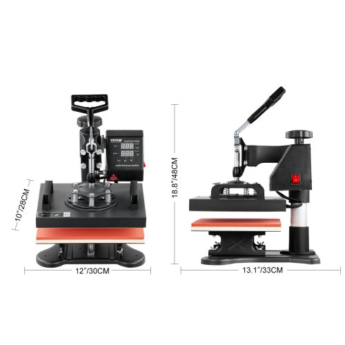 VEVOR Heat Press, 12x10Inch T-Shirt Press Machine, T-shirt Press Heat Press 30x23cm Printing Machine Heat Transfer Sublimation Machine for T-shirts