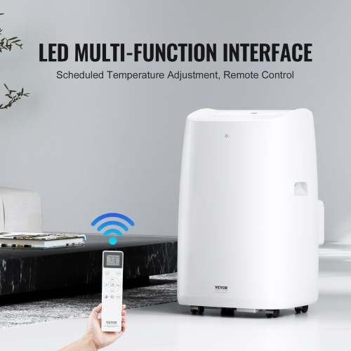 VEVOR 14,000 BTU Portable Air Conditioners, 4-in-1 Portable Unit with Remote Control, for 550-700 Sq.Ft, White