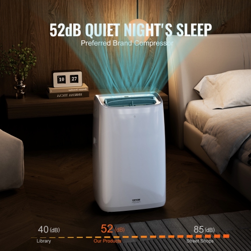 VEVOR 14,000 BTU Portable Air Conditioners, 4-in-1 Portable Unit with Remote Control, for 550-700 Sq.Ft, White