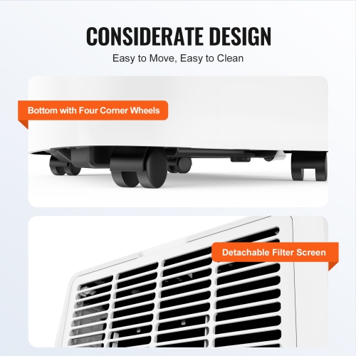 VEVOR 14,000 BTU Portable Air Conditioners, 4-in-1 Portable Unit with Remote Control, for 550-700 Sq.Ft, White