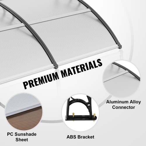 VEVOR Window Door Awning Canopy 40" x 40", UPF 50+ Polycarbonate Entry Door Outdoor Window Awning Exterior, Front Door Overhang Awning