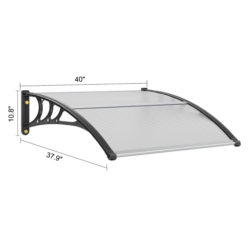 VEVOR Window Door Awning Canopy 40" x 40", UPF 50+ Polycarbonate Entry Door Outdoor Window Awning Exterior, Front Door Overhang Awning