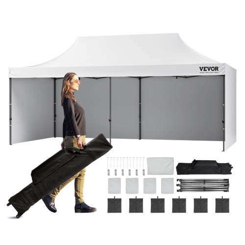 VEVOR 10x20 FT Pop up Canopy with Removable Sidewalls, Instant Canopies Portable Gazebo & Wheeled Bag, UV Resistant Waterproof, Enclosed Canopy Tent
