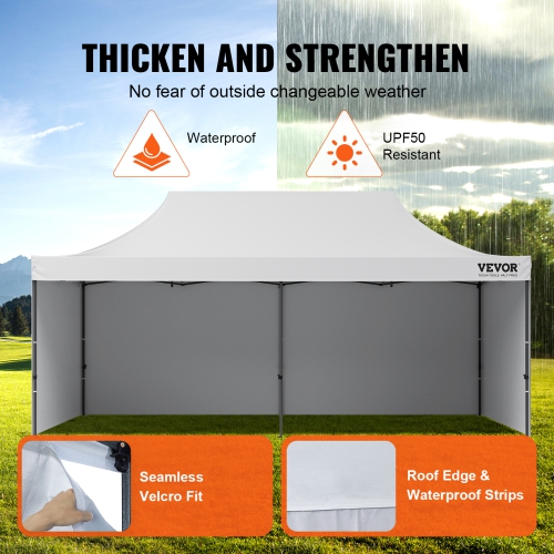VEVOR 10x20 FT Pop up Canopy with Removable Sidewalls, Instant Canopies Portable Gazebo & Wheeled Bag, UV Resistant Waterproof, Enclosed Canopy Tent