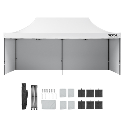 VEVOR 10x20 FT Pop up Canopy with Removable Sidewalls, Instant Canopies Portable Gazebo & Wheeled Bag, UV Resistant Waterproof, Enclosed Canopy Tent