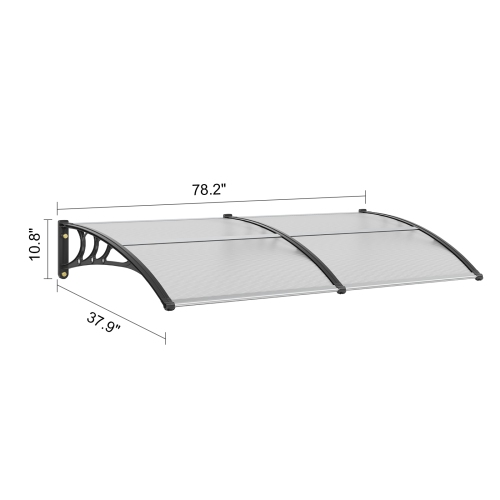 VEVOR Window Door Awning Canopy 40" x 80", UPF 50+ Polycarbonate Entry Door Outdoor Window Awning Exterior, Front Door Overhang Awning