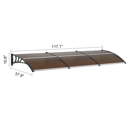 VEVOR Window Door Awning Canopy 40" x 120", UPF 50+ Polycarbonate Entry Door Outdoor Window Awning Exterior, Front Door Overhang Awning
