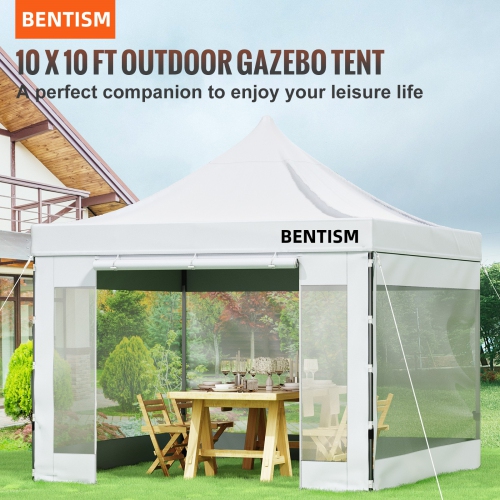 VEVOR Pop Up Canopy Tent, 10 x 10 FT, Outdoor Patio Gazebo Tent with Removable Sidewalls and Wheeled Bag, UV Resistant Waterproof Instant Gazebo