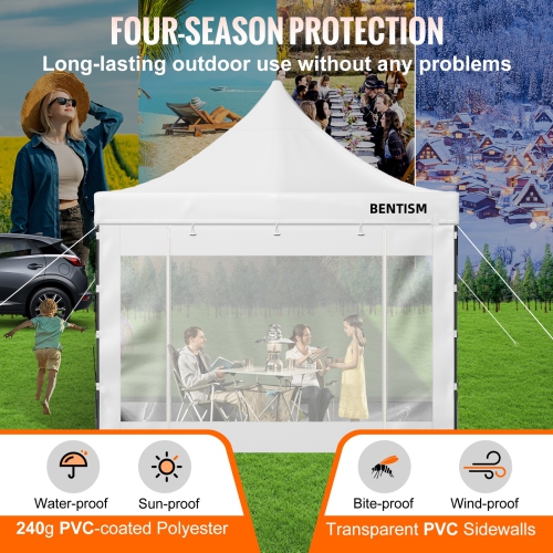 VEVOR Pop Up Canopy Tent, 10 x 10 FT, Outdoor Patio Gazebo Tent with Removable Sidewalls and Wheeled Bag, UV Resistant Waterproof Instant Gazebo