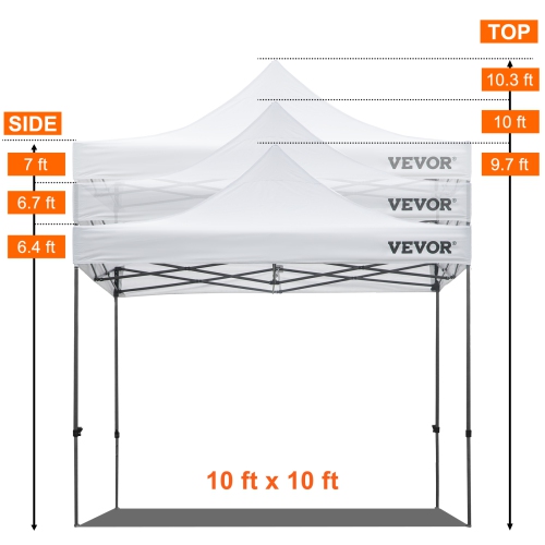 VEVOR Pop Up Canopy Tent, 10 x 10 FT, Outdoor Patio Gazebo Tent with Removable Sidewalls and Wheeled Bag, UV Resistant Waterproof Instant Gazebo