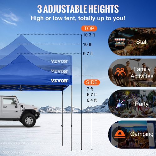 VEVOR Pop Up Canopy Tent, 10 x 10 FT, Outdoor Patio Gazebo Tent with Removable Sidewalls and Wheeled Bag, UV Resistant Waterproof Instant Gazebo