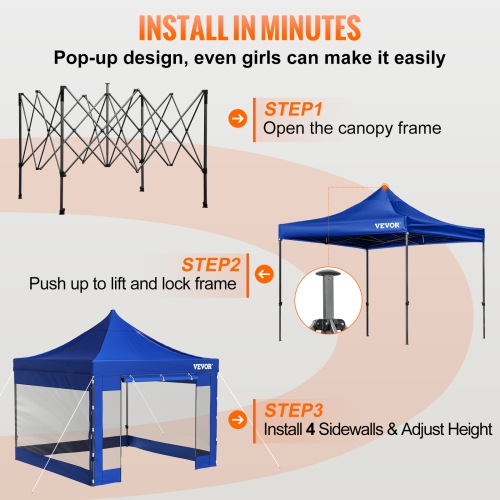 VEVOR Pop Up Canopy Tent, 10 x 10 FT, Outdoor Patio Gazebo Tent with Removable Sidewalls and Wheeled Bag, UV Resistant Waterproof Instant Gazebo