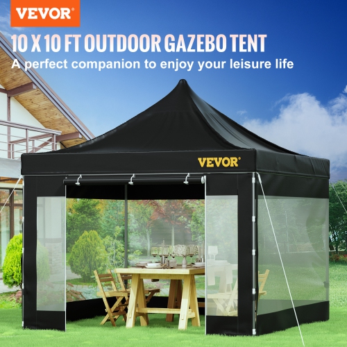 VEVOR Pop Up Canopy Tent, 10 x 10 FT, Outdoor Patio Gazebo Tent with Removable Sidewalls and Wheeled Bag, UV Resistant Waterproof Instant Gazebo