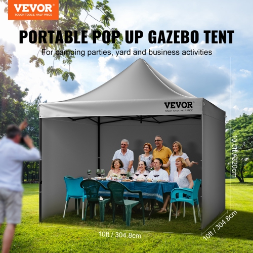 VEVOR 10x10 FT Pop up Canopy with Removable Sidewalls, Instant Canopies Portable Gazebo & Wheeled Bag, UV Resistant Waterproof, Enclosed Canopy Tent