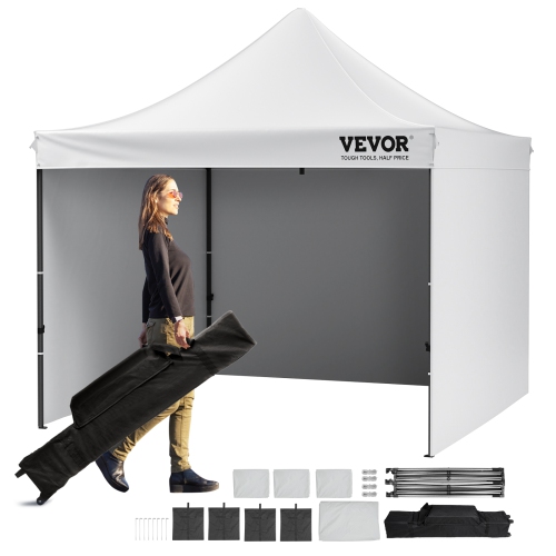 VEVOR 10x10 FT Pop up Canopy with Removable Sidewalls, Instant Canopies Portable Gazebo & Wheeled Bag, UV Resistant Waterproof, Enclosed Canopy Tent