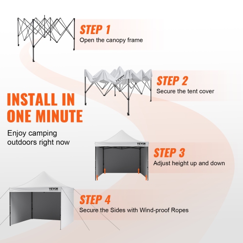 VEVOR 10x10 FT Pop up Canopy with Removable Sidewalls, Instant Canopies Portable Gazebo & Wheeled Bag, UV Resistant Waterproof, Enclosed Canopy Tent